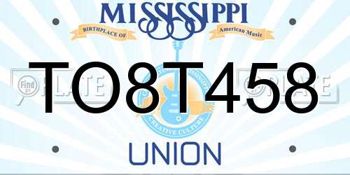 TO8T458 Mississippi License Plate