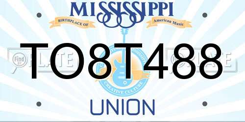 TO8T488 Mississippi License Plate