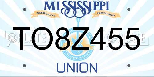 TO8Z455 Mississippi License Plate