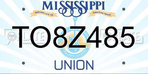 TO8Z485 Mississippi License Plate