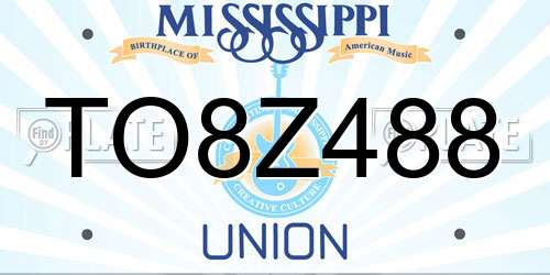 TO8Z488 Mississippi License Plate