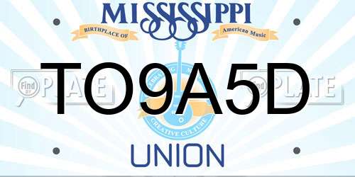 TO9A5D Mississippi License Plate
