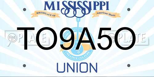 TO9A5O Mississippi License Plate