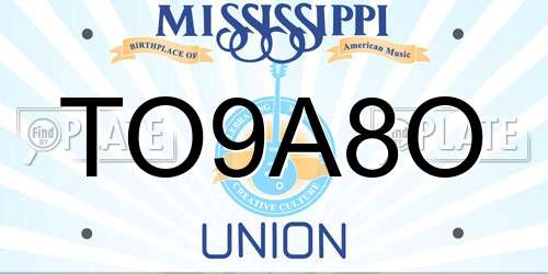 TO9A8O Mississippi License Plate