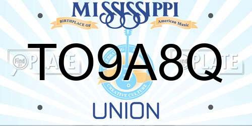 TO9A8Q Mississippi License Plate