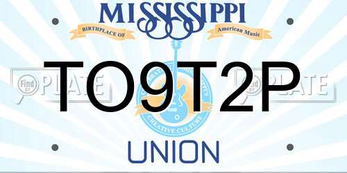 TO9T2P Mississippi License Plate