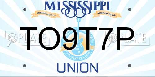 TO9T7P Mississippi License Plate