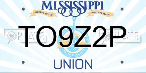 TO9Z2P Mississippi License Plate