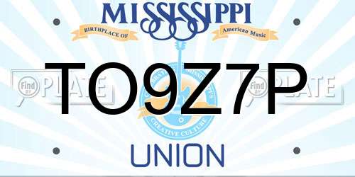 TO9Z7P Mississippi License Plate