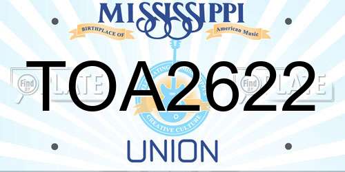 TOA2622 Mississippi License Plate