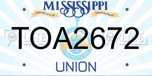 TOA2672 Mississippi License Plate