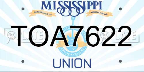 TOA7622 Mississippi License Plate