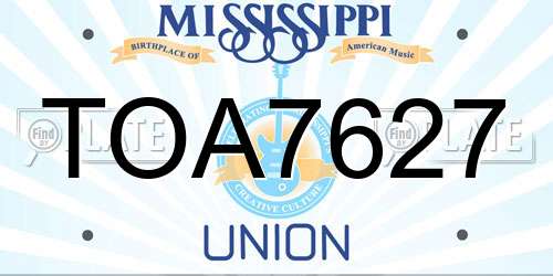 TOA7627 Mississippi License Plate