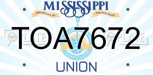 TOA7672 Mississippi License Plate