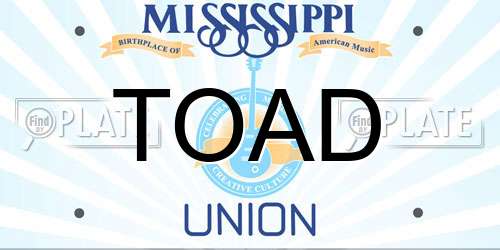 TOAD Mississippi License Plate
