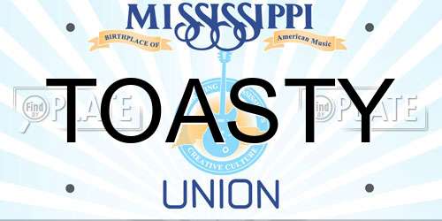 TOASTY Mississippi License Plate