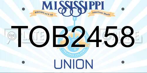 TOB2458 Mississippi License Plate