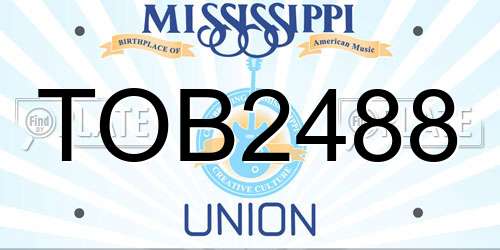 TOB2488 Mississippi License Plate
