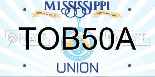 TOB50A Mississippi License Plate