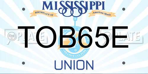TOB65E Mississippi License Plate