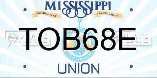 TOB68E Mississippi License Plate