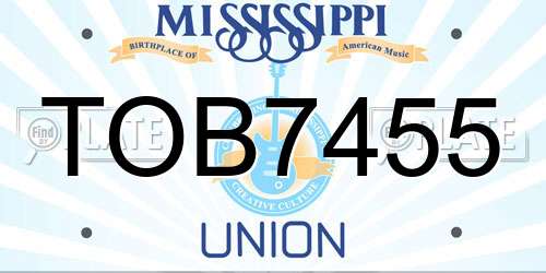 TOB7455 Mississippi License Plate