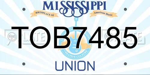 TOB7485 Mississippi License Plate