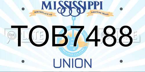 TOB7488 Mississippi License Plate