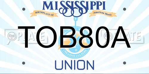 TOB80A Mississippi License Plate
