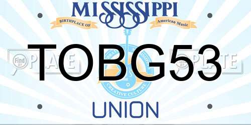 TOBG53 Mississippi License Plate