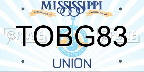 TOBG83 Mississippi License Plate