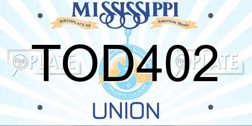 TOD402 Mississippi License Plate