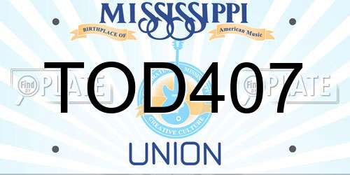 TOD407 Mississippi License Plate