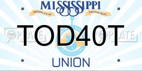 TOD40T Mississippi License Plate