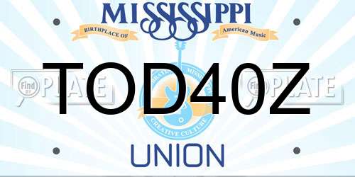 TOD40Z Mississippi License Plate