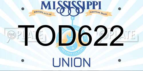 TOD622 Mississippi License Plate