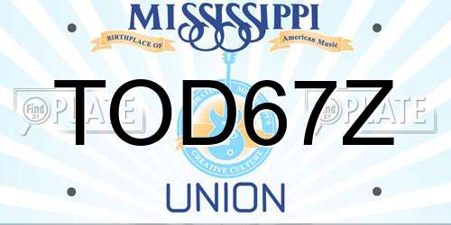 TOD67Z Mississippi License Plate