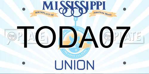 TODA07 Mississippi License Plate