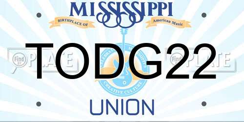 TODG22 Mississippi License Plate