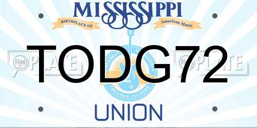 TODG72 Mississippi License Plate