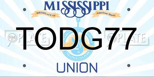 TODG77 Mississippi License Plate
