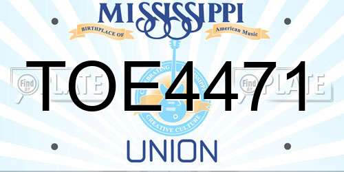 TOE4471 Mississippi License Plate