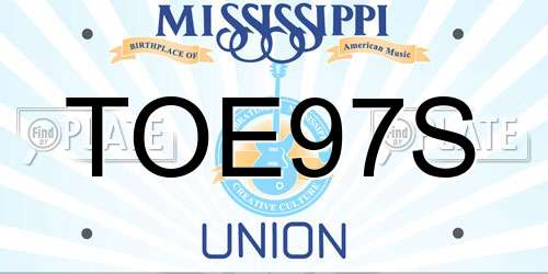 TOE97S Mississippi License Plate