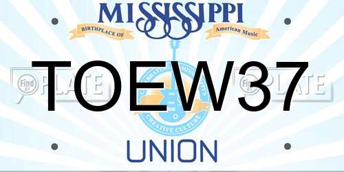 TOEW37 Mississippi License Plate