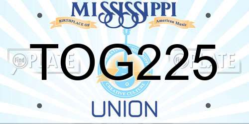 TOG225 Mississippi License Plate
