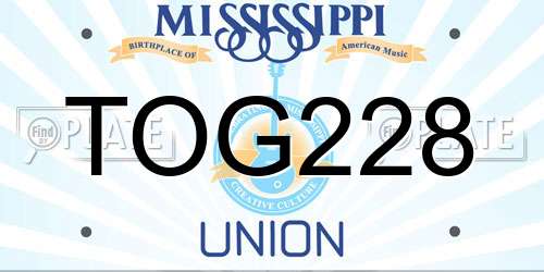 TOG228 Mississippi License Plate