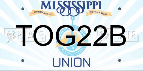 TOG22B Mississippi License Plate