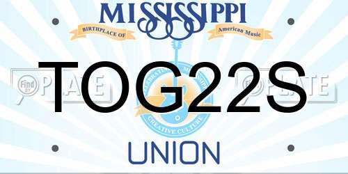 TOG22S Mississippi License Plate