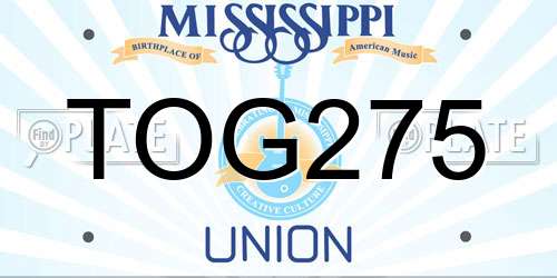TOG275 Mississippi License Plate