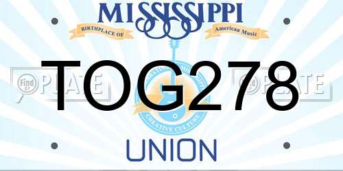 TOG278 Mississippi License Plate